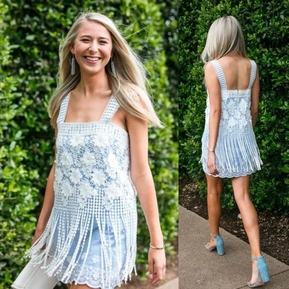 Alexis Women's Fulton Sleeveless Fringe Lace Mini Dress Size S - Picture 1 of 12